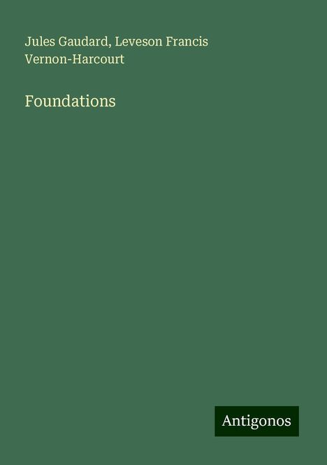 Jules Gaudard: Foundations, Buch