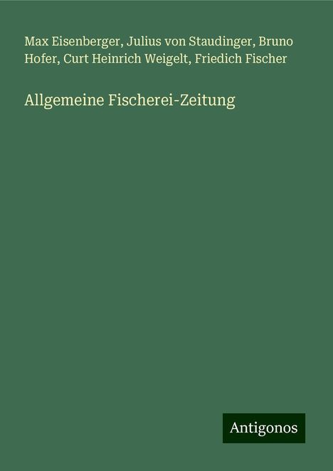 Max Eisenberger: Allgemeine Fischerei-Zeitung, Buch