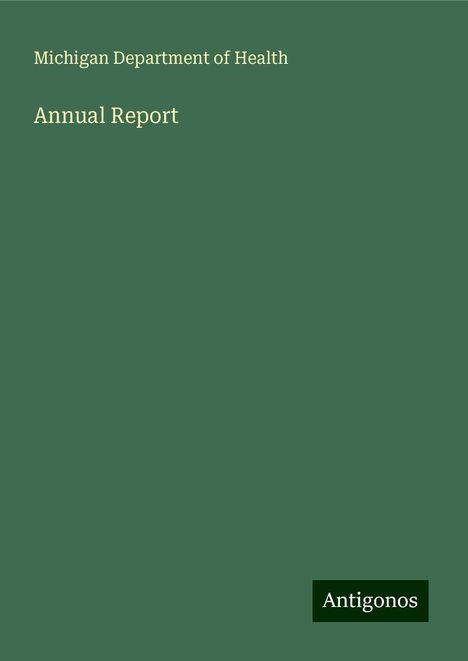 Michigan Department of Health: Annual Report, Buch