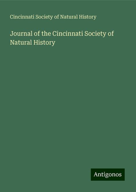 Cincinnati Society of Natural History: Journal of the Cincinnati Society of Natural History, Buch