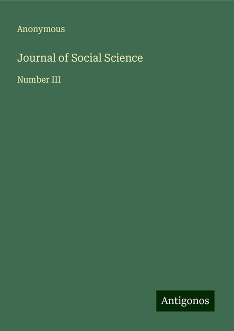 Anonymous: Journal of Social Science, Buch