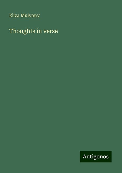 Eliza Mulvany: Thoughts in verse, Buch