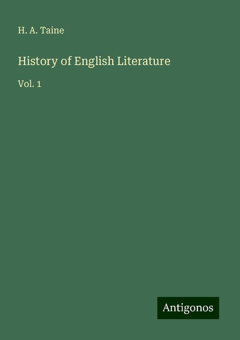 H. A. Taine: History of English Literature, Buch