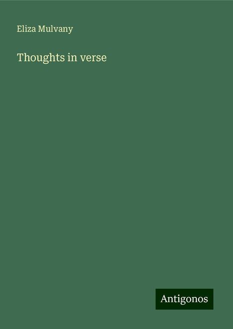 Eliza Mulvany: Thoughts in verse, Buch