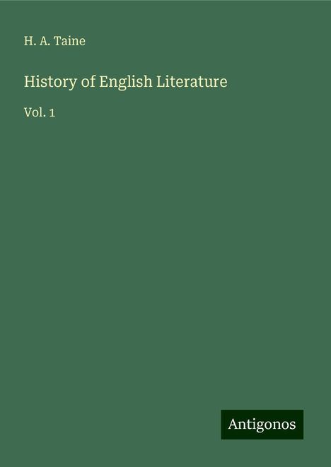 H. A. Taine: History of English Literature, Buch