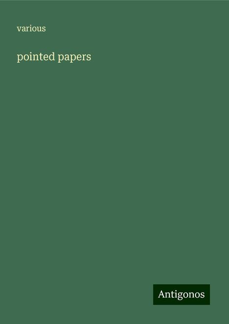 Various: pointed papers, Buch