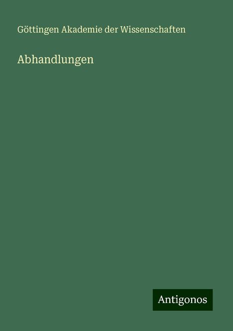 Göttingen Akademie der Wissenschaften: Abhandlungen, Buch