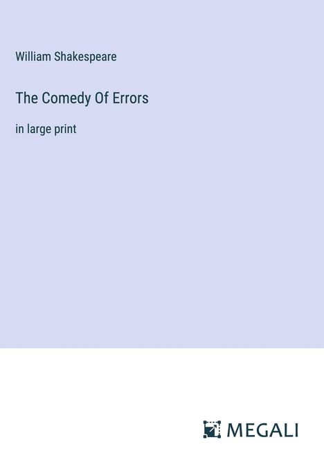 William Shakespeare: The Comedy Of Errors, Buch