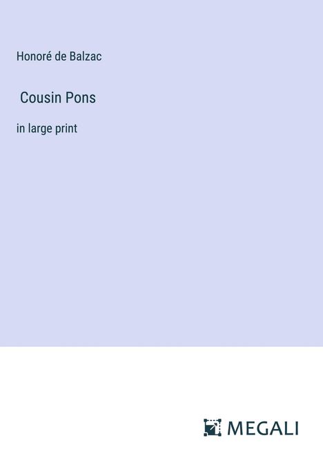 Honoré de Balzac: Cousin Pons, Buch