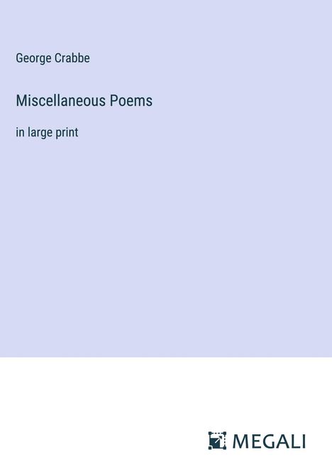 George Crabbe: Miscellaneous Poems, Buch