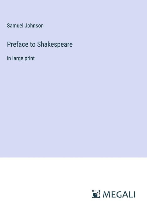 Samuel Johnson: Preface to Shakespeare, Buch