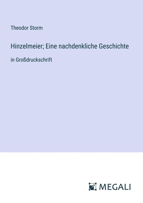 Theodor Storm: Hinzelmeier; Eine nachdenkliche Geschichte, Buch