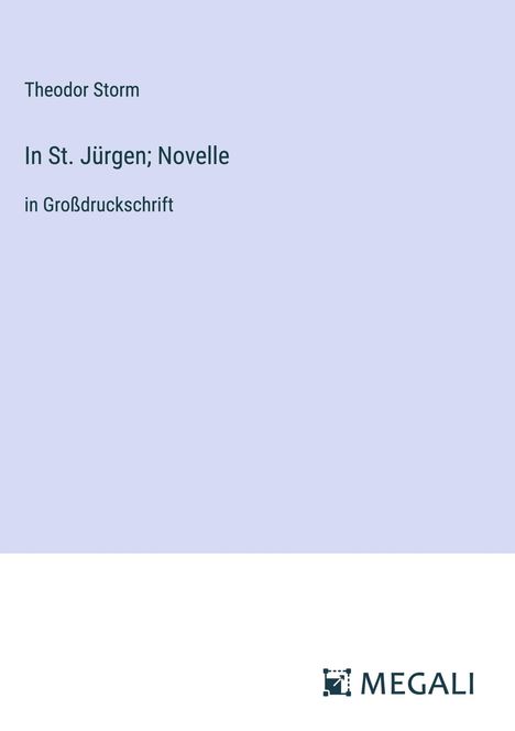 Theodor Storm: In St. Jürgen; Novelle, Buch