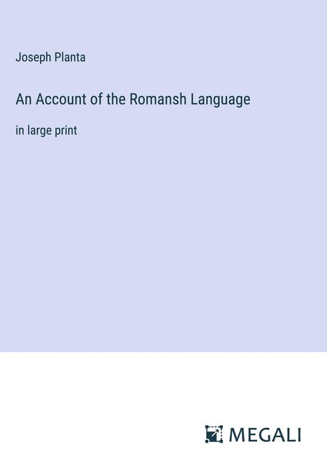 Joseph Planta: An Account of the Romansh Language, Buch