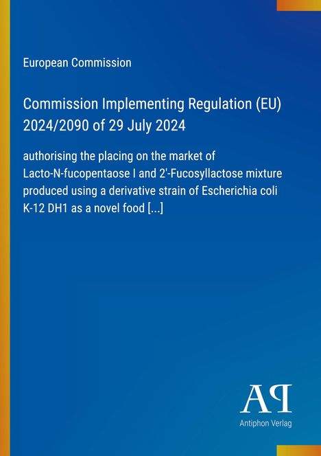 Text: "European Commission, Commission Implementing Regulation (EU) 2024/2090 of 29 July 2024..."  
Hintergrund ist blau mit einem Logo unten rechts.