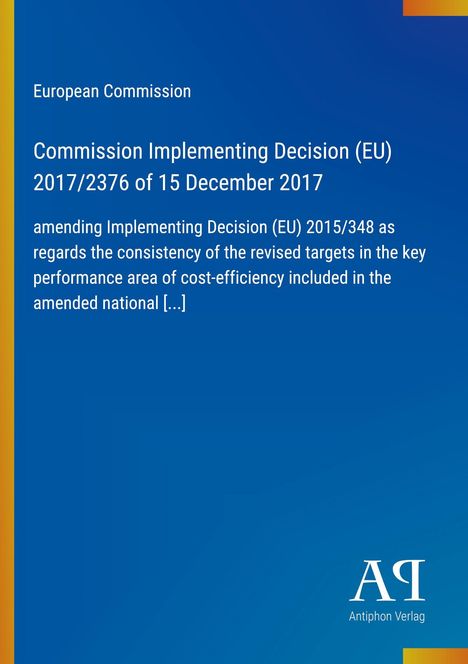Text über eine EU-Kommissionsentscheidung auf blauem Hintergrund, teilweise unleserlich. Oben links Logo der EU-Kommission.