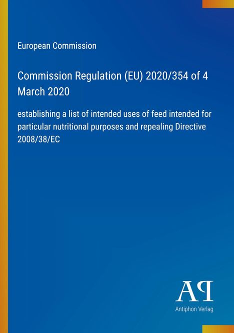 "Commission Regulation (EU) 2020/354 of 4 March 2020" steht groß auf blauem Hintergrund. Unten rechts ein Verlagslogo.