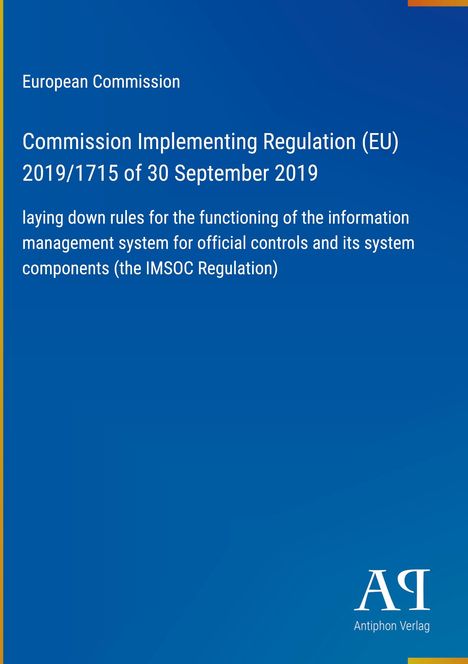 "Commission Implementing Regulation (EU) 2019/1715 of 30 September 2019"; blauer Hintergrund, EU-Thema.