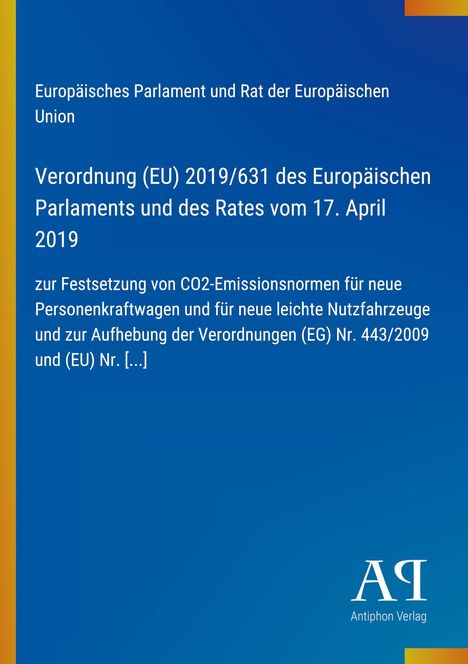 Verordnung (EU) 2019/631 über CO2-Emissionsnormen. Blaues, strukturiertes Hintergrunddesign.