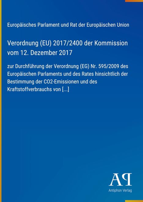 Text über Verordnung (EU) 2017/2400 und deren Durchführung. Im Hintergrund blau mit weißem Text. Logo unten.