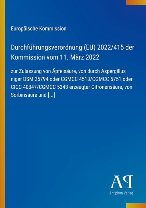 Text: Durchführung EU-Verordnung zu Säuren. Hintergrund: Blau mit gelbem Rand links, Logo rechts unten.