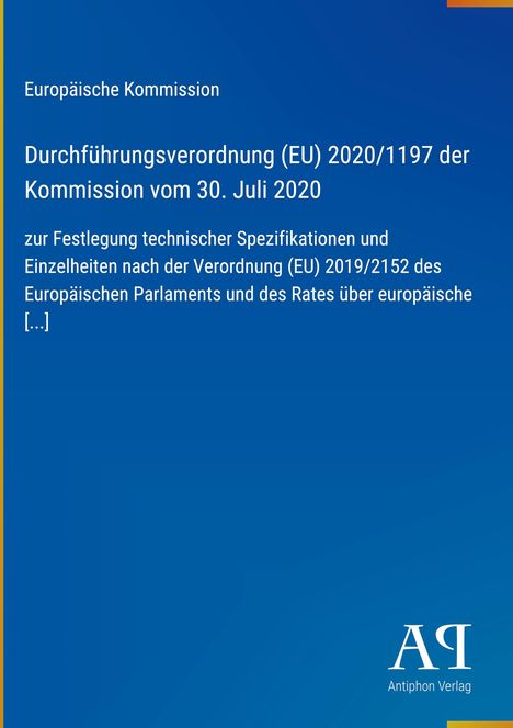 Text der Verordnung, EU-Logo oben rechts, blauer Hintergrund, Antiphon Verlag-Logo unten.