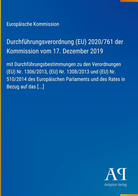 Europäische Kommission, Durchführungsverordnung (EU) 2020/761, blaues Cover mit Logo unten rechts.