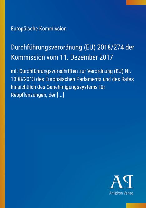 Europäische Kommission, Durchführungsverordnung (EU) 2018/274, blaues Hintergrund, gelber Streifen links.