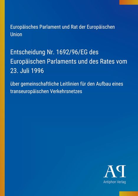 Text des Europäischen Parlaments über Verkehrsrichtlinien. Blauer Hintergrund mit gelbem Streifen links. Logo unten rechts.