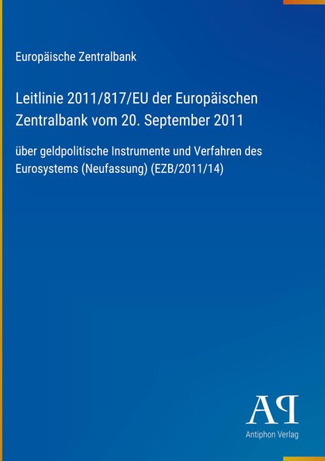Titel der Leitlinie der Europäischen Zentralbank auf blauem Hintergrund, rechts unten Verlagslogo.