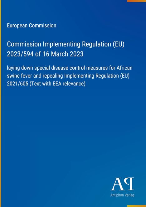Titel: "Commission Implementing Regulation (EU) 2023/594". Blaues Cover, weißer Text. 