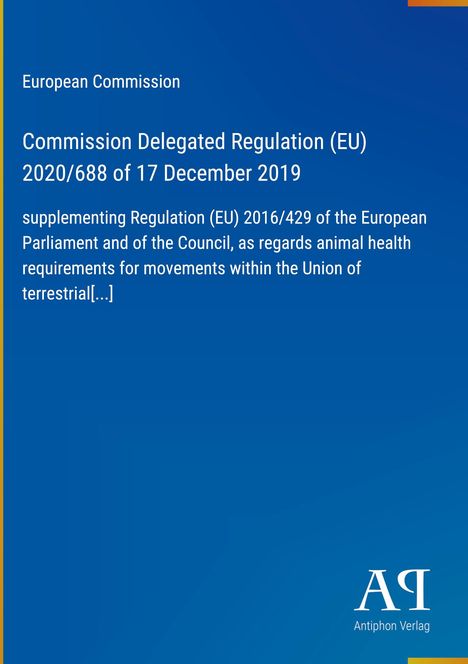 Text zur EU-Verordnung (2020/688) auf Blau. Logo "AR Antiphon Verlag" unten rechts.