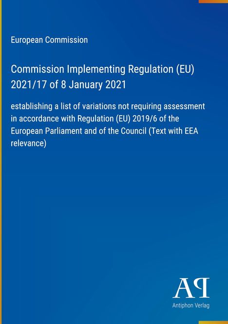 Text über eine Regelung der EU-Kommission von 2021 auf blauem Hintergrund. Oben ist ein gelb-blaues Logo.