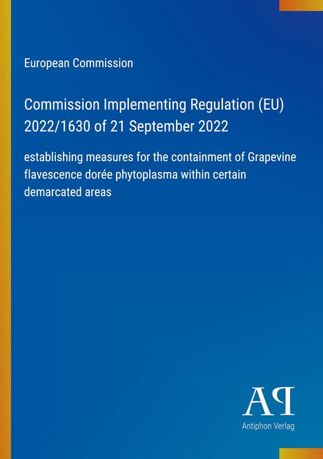 Titel: "Commission Implementing Regulation (EU) 2022/1630". Blau mit gelben und orangen Details.