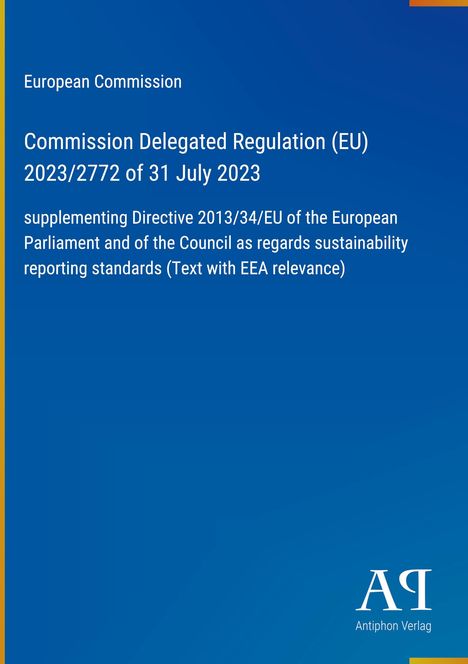 Europäische Kommission, Verordnung (EU) 2023/2772 vom 31. Juli 2023 über Nachhaltigkeitsbericht-standards. Logo unten rechts.