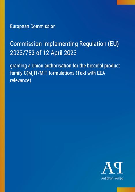 "Commission Implementing Regulation (EU) 2023/753 of 12 April 2023", blaues Design mit gelbem Rand links.