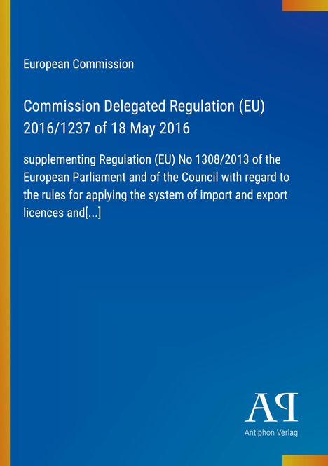Text über EU-Verordnung 2016/1237. Blaues Design mit Logo unten rechts von "Antiphon Verlag".