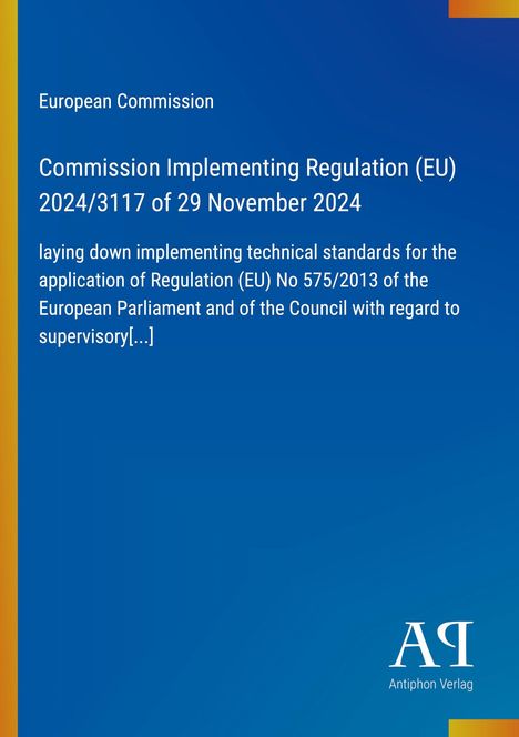 Text: "European Commission", "Commission Implementing Regulation (EU) 2024/3117...". Blaue Seite mit gelbem Rand, Logo unten rechts.