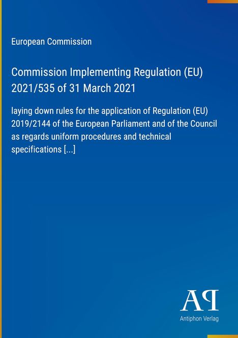 Text über EU-Verordnung vom 31. März 2021, blaue Hintergrundfarbe, Logo des Antiphon Verlags unten rechts.