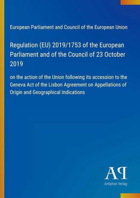Text über EU-Regulierung, blaues Design, Logo unten rechts: "Antiphon Verlag".