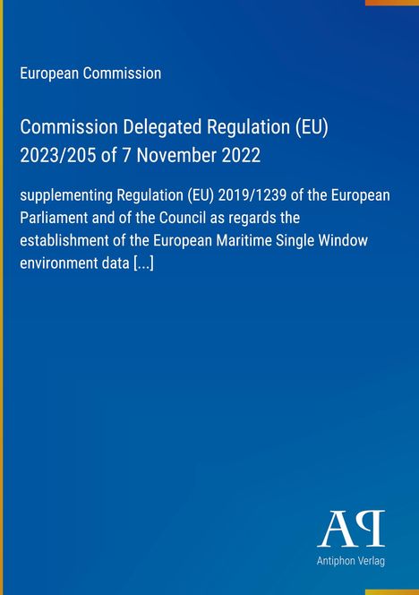 Text über EU-Verordnung, blauer Hintergrund, unten Logo "AR" und "Antiphon Verlag" in Weiß.