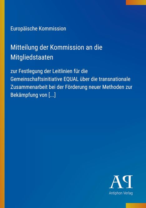 Bericht der Europäischen Kommission zu Leitlinien für die Initiative EQUAL. Blauer Hintergrund mit gelbem Streifen.