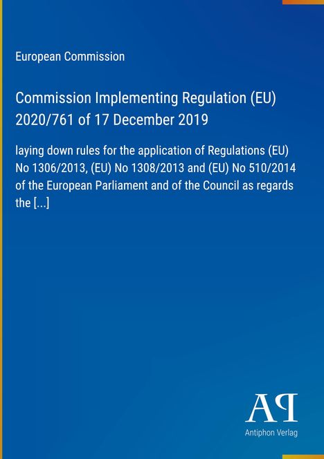 Titeltext: "European Commission", "Commission Implementing Regulation (EU) 2020/761 of 17 December 2019". Logo unten rechts.