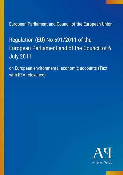 Regulation (EU) No 691/2011 über Umweltwirtschaftskonten; blauer Hintergrund mit gelbem Rand; weißer Text.