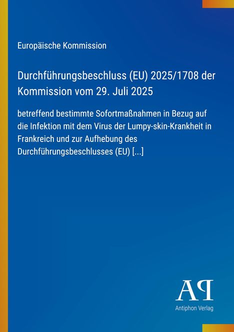 "Durchführungsbeschluss (EU) 2025/1708 der Kommission" auf blauem Hintergrund, EU-Logo links, Verlag unten rechts.