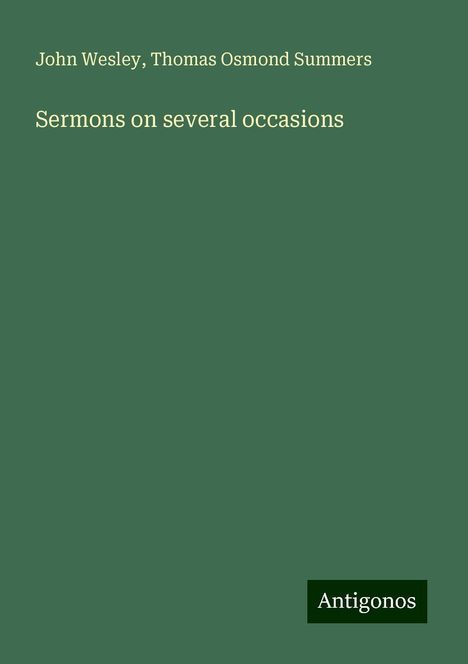 John Wesley: Sermons on several occasions, Buch