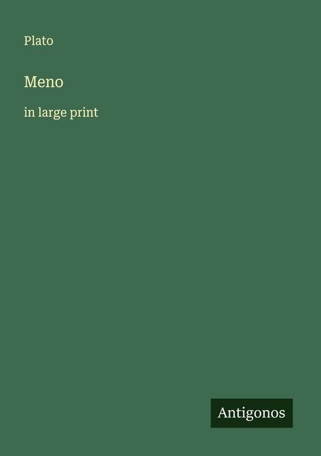 Plato: Meno, Buch