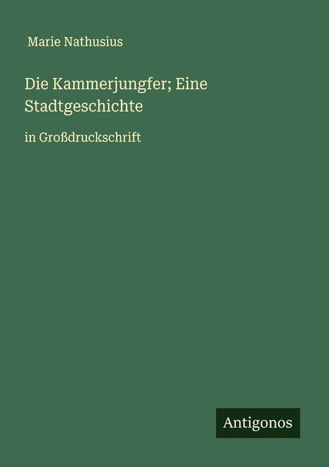 Marie Nathusius: Die Kammerjungfer; Eine Stadtgeschichte, Buch