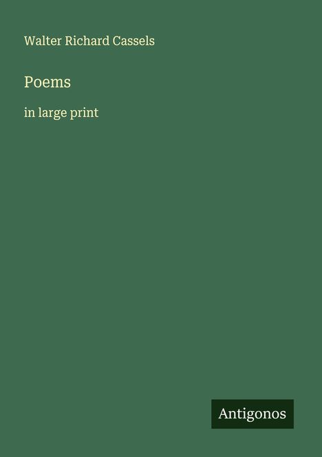 Walter Richard Cassels: Poems, Buch