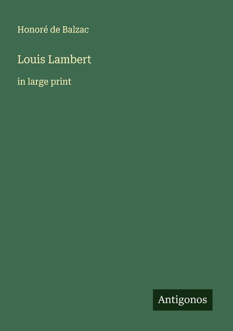 Honoré de Balzac: Louis Lambert, Buch